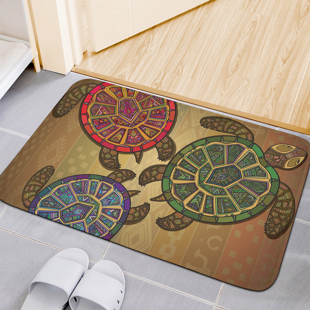 Ethnic Sea Turtles Print Indoor Door Mat