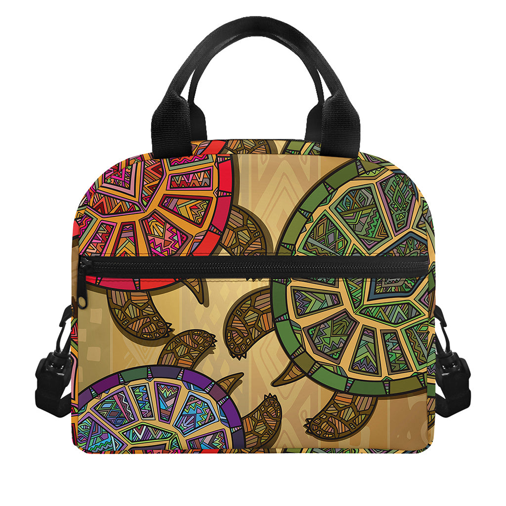 Ethnic Sea Turtles Print Insulated Lunch Bag