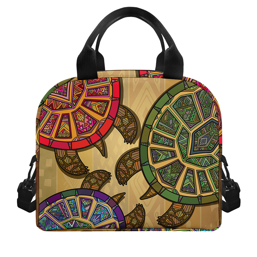 Ethnic Sea Turtles Print Insulated Lunch Bag