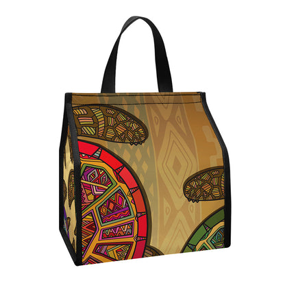 Ethnic Sea Turtles Print Insulated Lunch Tote