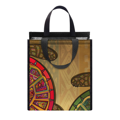 Ethnic Sea Turtles Print Insulated Lunch Tote
