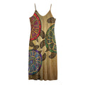 Ethnic Sea Turtles Print Jersey Midi Cami Dress