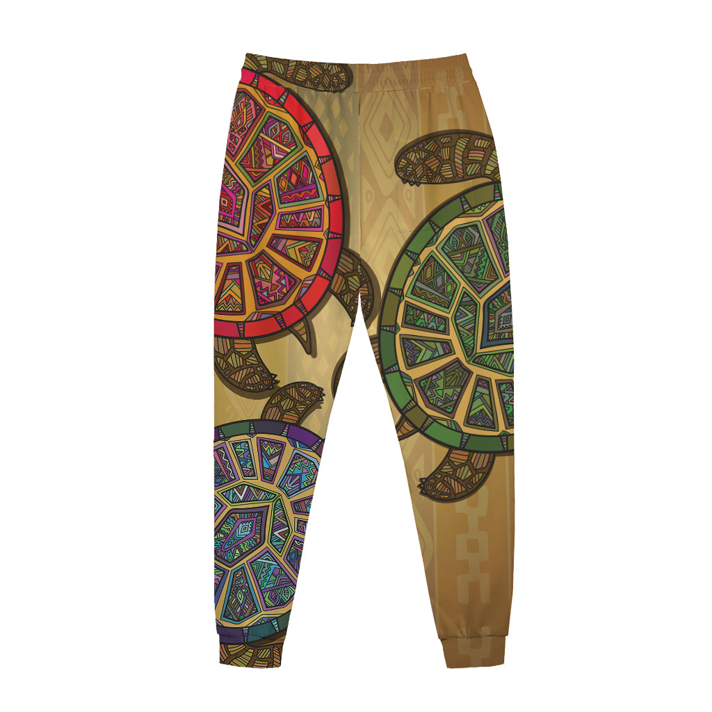 Ethnic Sea Turtles Print Jogger Pants