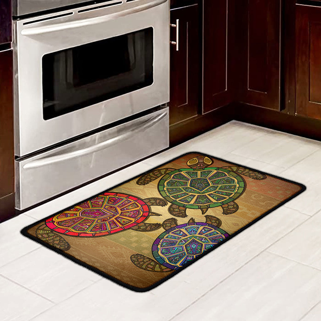 Ethnic Sea Turtles Print Kitchen Mat