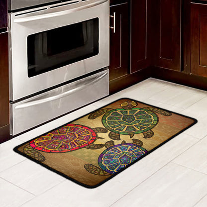 Ethnic Sea Turtles Print Kitchen Mat