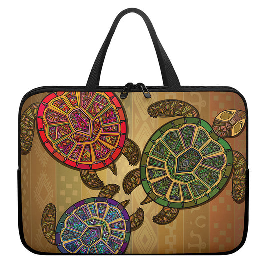 Ethnic Sea Turtles Print Laptop Sleeve With Handle