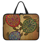 Ethnic Sea Turtles Print Laptop Sleeve With Handle