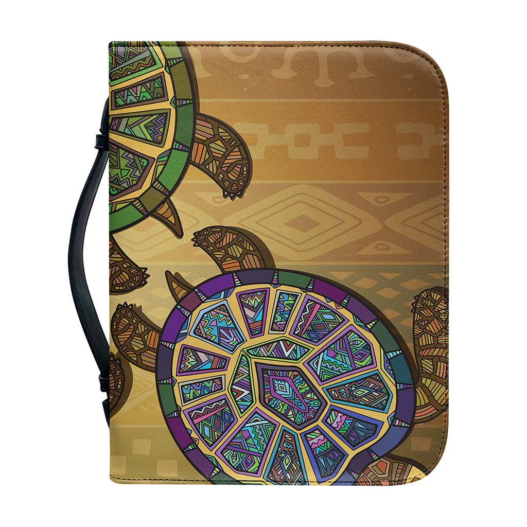 Ethnic Sea Turtles Print Leather Bible Cover