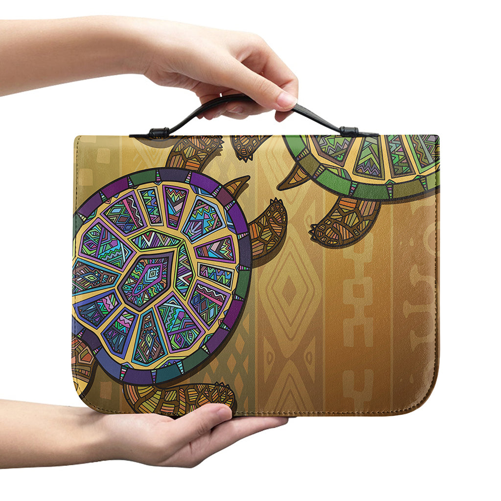 Ethnic Sea Turtles Print Leather Bible Cover
