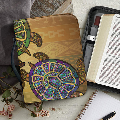Ethnic Sea Turtles Print Leather Bible Cover