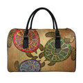 Ethnic Sea Turtles Print Leather Duffel Bag