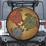 Ethnic Sea Turtles Print Leather Spare Tire Cover