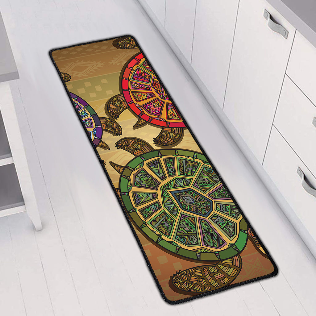 Ethnic Sea Turtles Print Long Kitchen Mat