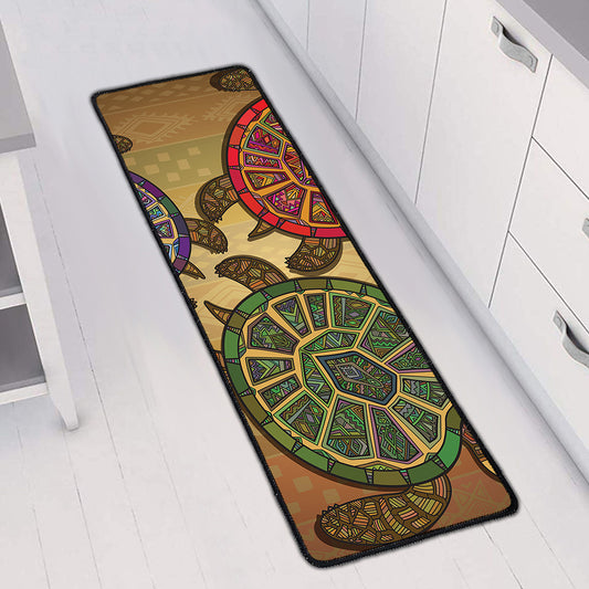 Ethnic Sea Turtles Print Long Kitchen Mat