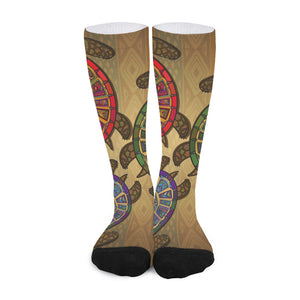 Ethnic Sea Turtles Print Long Socks