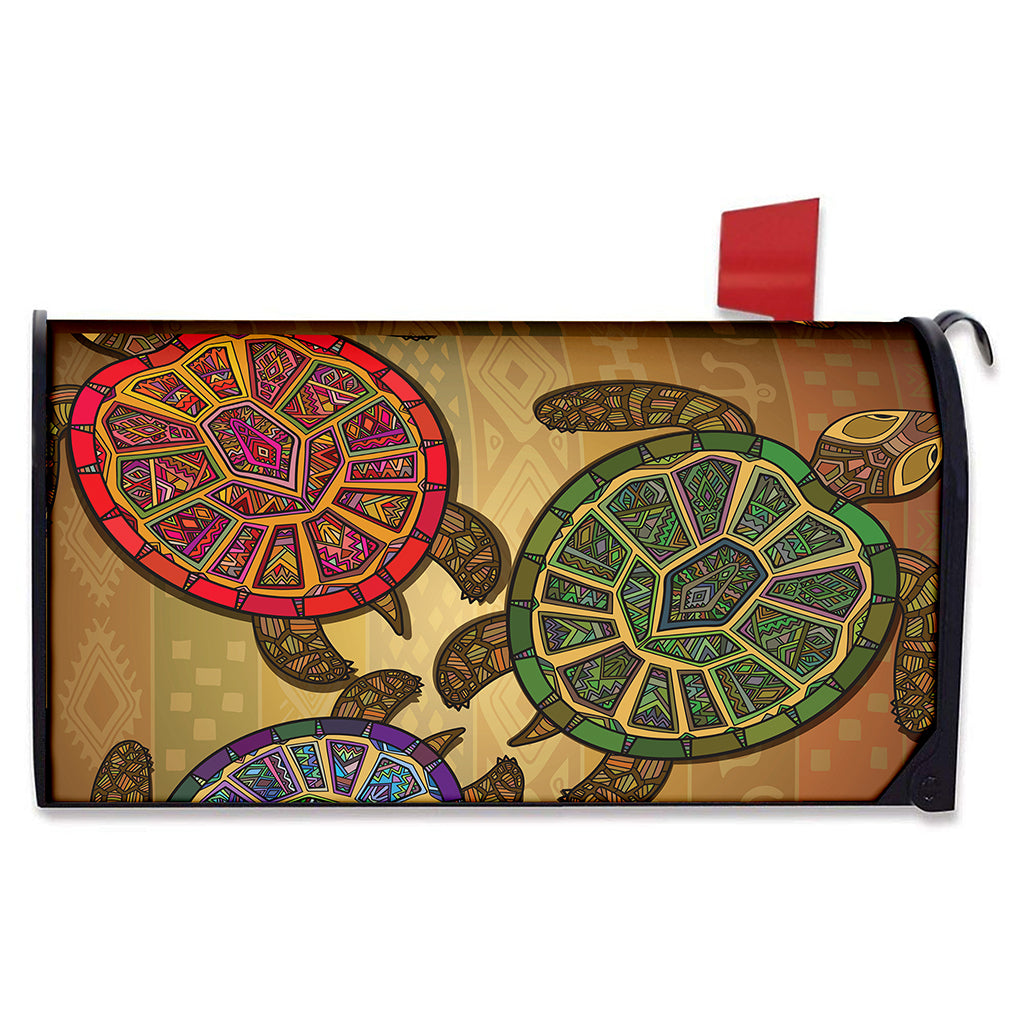 Ethnic Sea Turtles Print Mailbox Cover