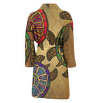 Ethnic Sea Turtles Print Men's Bathrobe