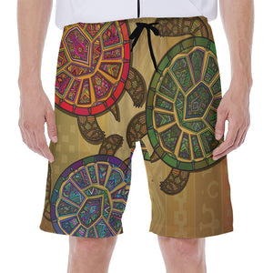 Ethnic Sea Turtles Print Men's Beach Shorts