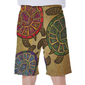 Ethnic Sea Turtles Print Men's Beach Shorts