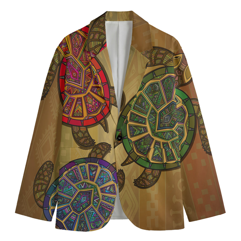 Ethnic Sea Turtles Print Men's Blazer