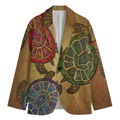 Ethnic Sea Turtles Print Men's Blazer