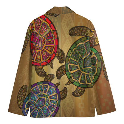 Ethnic Sea Turtles Print Men's Blazer