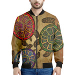 Ethnic Sea Turtles Print Men's Bomber Jacket