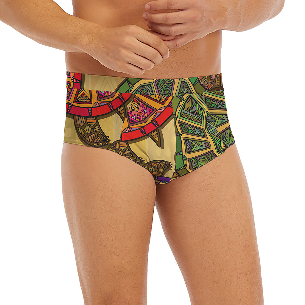 Ethnic Sea Turtles Print Men's Briefs
