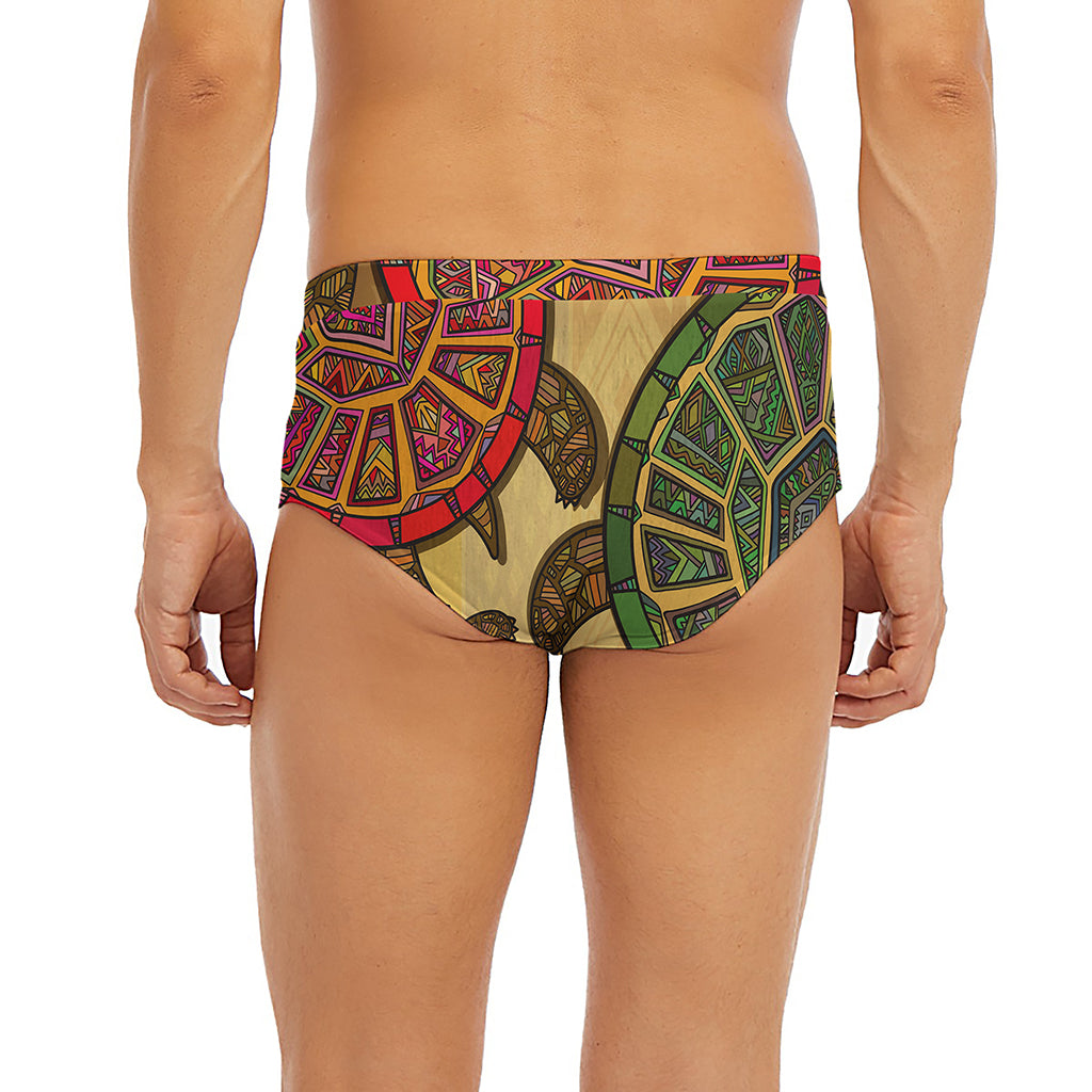 Ethnic Sea Turtles Print Men's Briefs