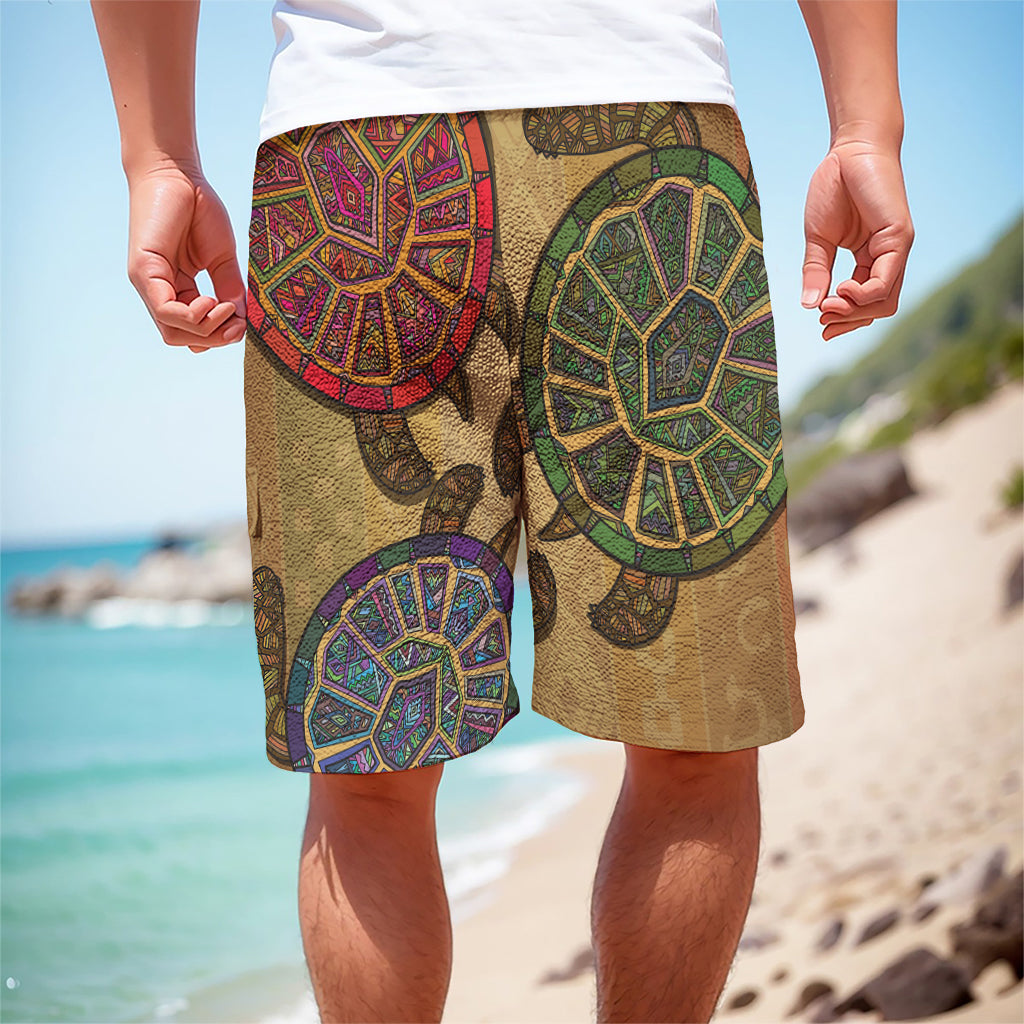 Ethnic Sea Turtles Print Men's Cargo Shorts