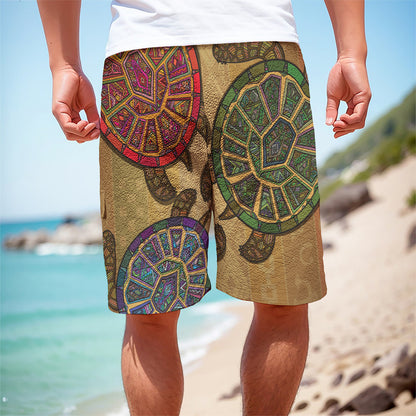 Ethnic Sea Turtles Print Men's Cargo Shorts