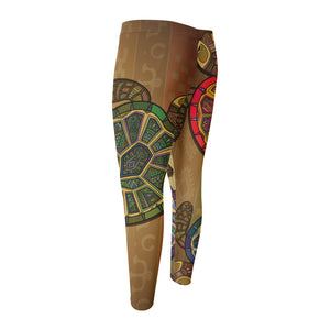 Ethnic Sea Turtles Print Men's Compression Pants