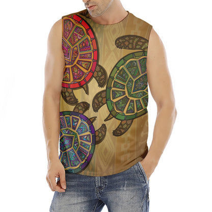 Ethnic Sea Turtles Print Men's Fitness Tank Top