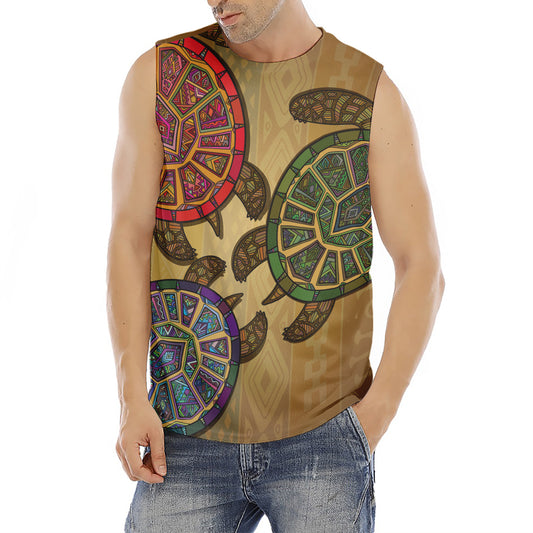 Ethnic Sea Turtles Print Men's Fitness Tank Top
