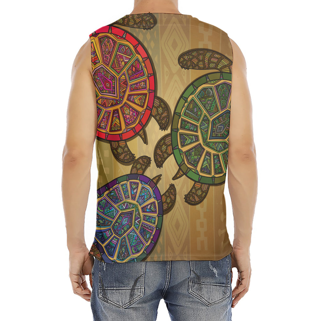 Ethnic Sea Turtles Print Men's Fitness Tank Top
