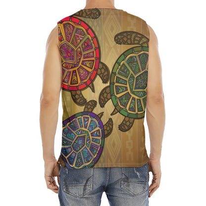 Ethnic Sea Turtles Print Men's Fitness Tank Top