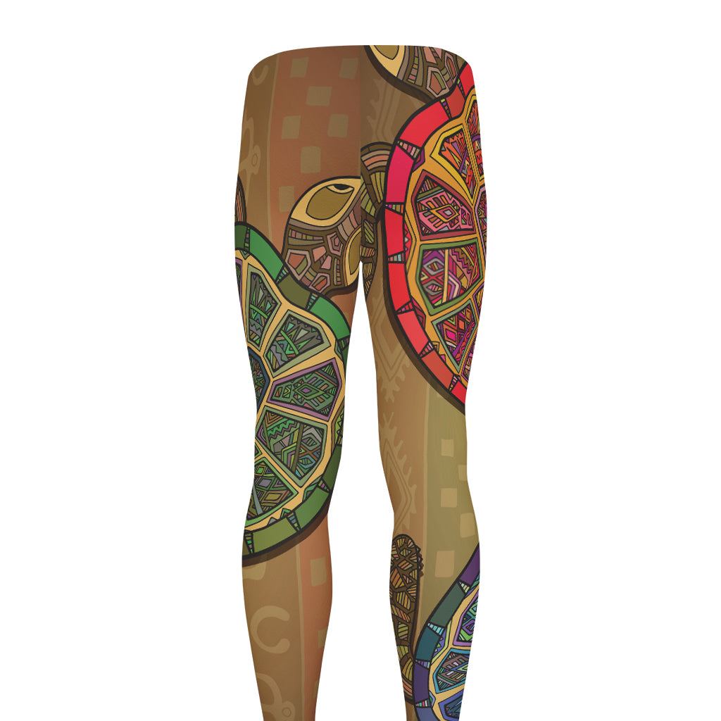 Ethnic Sea Turtles Print Men's leggings