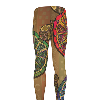Ethnic Sea Turtles Print Men's leggings