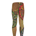 Ethnic Sea Turtles Print Men's leggings