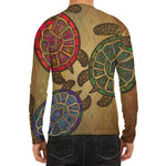Ethnic Sea Turtles Print Men's Long Sleeve Rash Guard