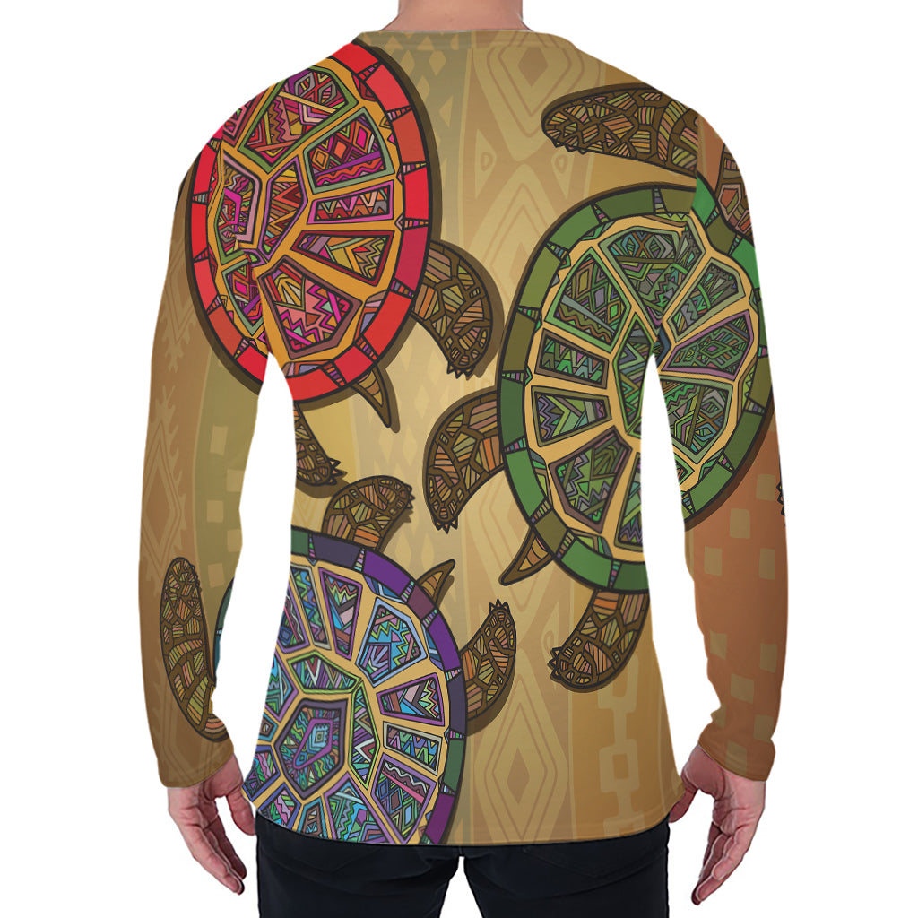 Ethnic Sea Turtles Print Men's Long Sleeve T-Shirt