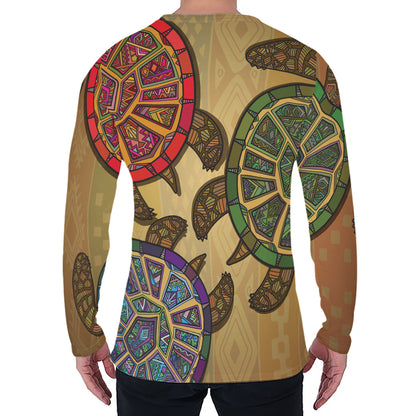 Ethnic Sea Turtles Print Men's Long Sleeve T-Shirt