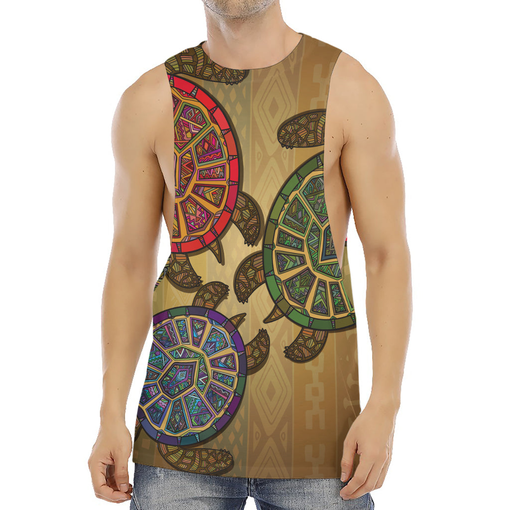 Ethnic Sea Turtles Print Men's Muscle Tank Top