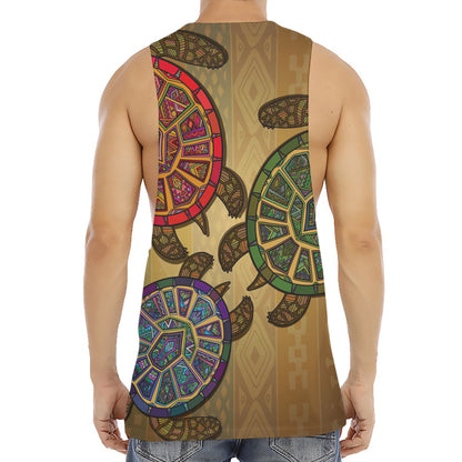 Ethnic Sea Turtles Print Men's Muscle Tank Top