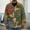 Ethnic Sea Turtles Print Men's Shirt Jacket