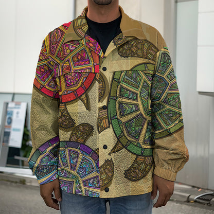 Ethnic Sea Turtles Print Men's Shirt Jacket