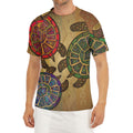 Ethnic Sea Turtles Print Men's Short Sleeve Rash Guard