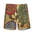 Ethnic Sea Turtles Print Men's Athletic Shorts