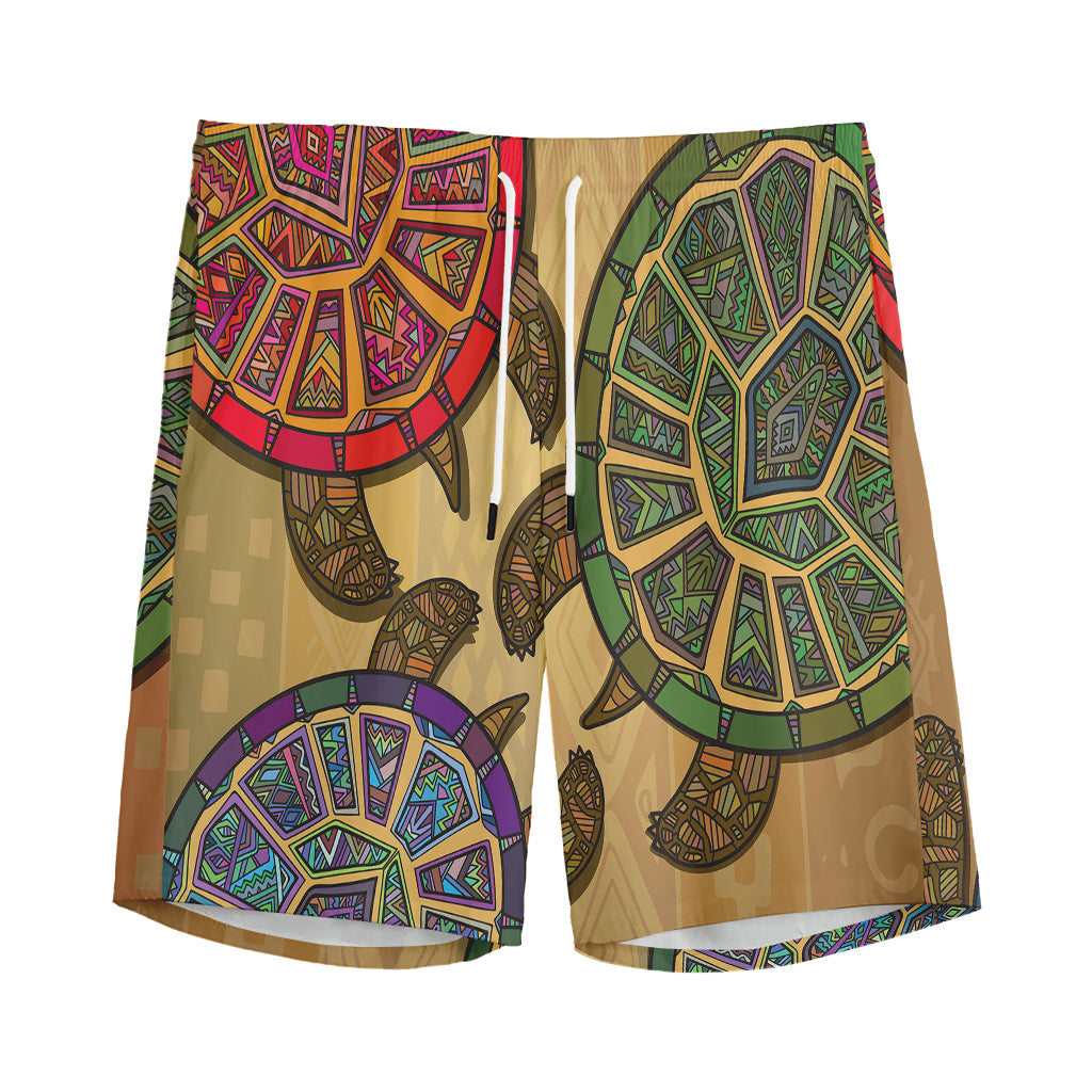 Ethnic Sea Turtles Print Men's Sports Shorts