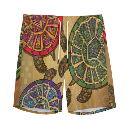 Ethnic Sea Turtles Print Men's Sports Shorts